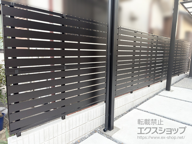 愛知県名古屋市ののフェンス・柵 シンプレオ フェンスYS3型 横スリット ブロック建て用2段支柱 施工例