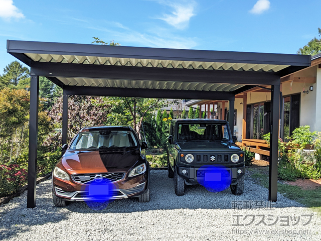 山梨県北杜市ののカーポート ジーポートPro 積雪100cm対応 2台用 4本柱 施工例