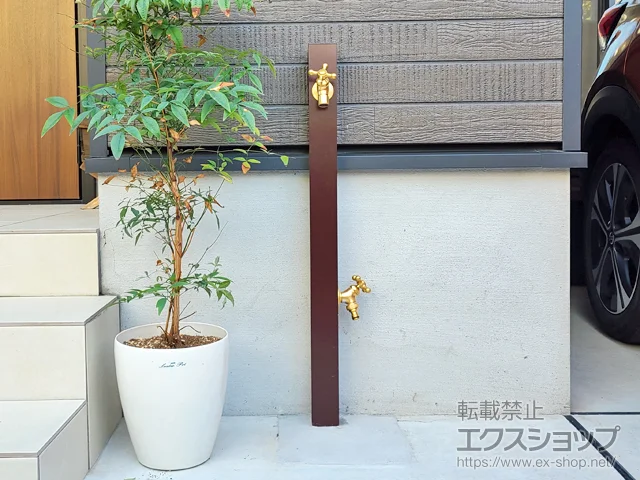 大阪府堺市のユニソン(UNISON)の立水栓・ガーデンシンク・水栓柱 スプレスタンド60 ソリッド 左右仕様 蛇口2個セット 施工例