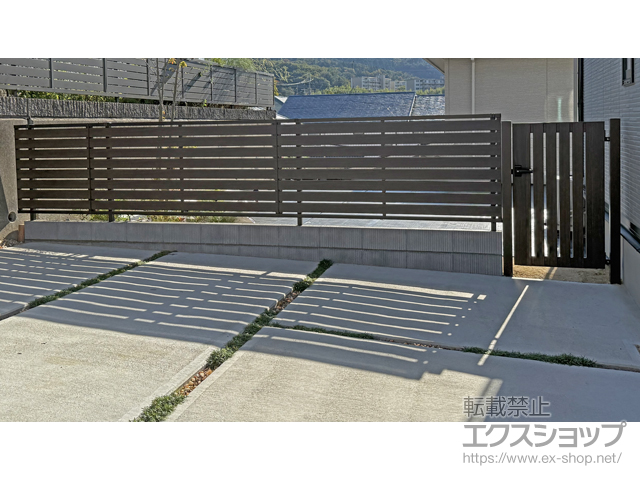 兵庫県神戸市ののフェンス・柵 ルシアス フェンスYS3F型 横板 複合色 自由柱施工 施工例