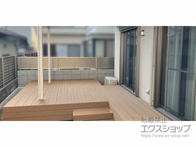 東京都小金井市ののテラス屋根、ウッドデッキ リウッドデッキ S EG+独立式リウッドステップ2型+床下囲い 2段 施工例