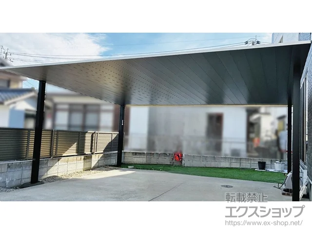 熊本県天草市のYKKAPのカーポート プレーンルーフ 600タイプ 2台用 単体セット ツートーン 積雪～20cm対応 施工例