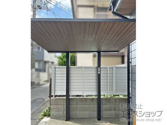 東京都練馬区のYKKAPのサイクルポート・自転車置き場 プレーンルーフ ミニ 600タイプ 単体セット 複合色 積雪～20cm対応 施工例