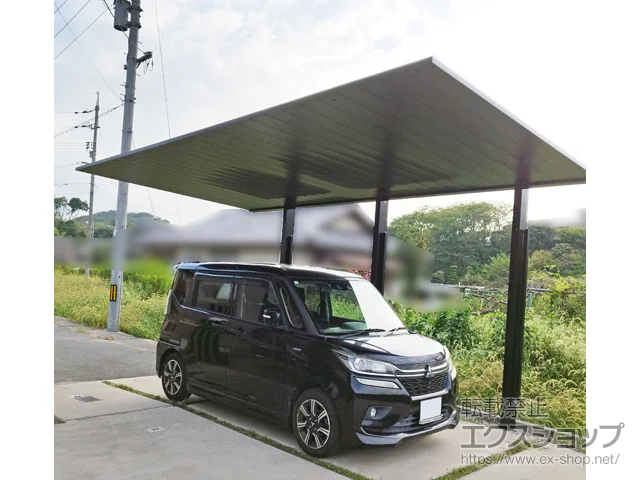岡山県倉敷市のYKKAPのカーポート プレーンルーフ 600タイプ 1台用 単体セット 幅3,300mm 積雪～20cm対応+着脱式サポート 施工例