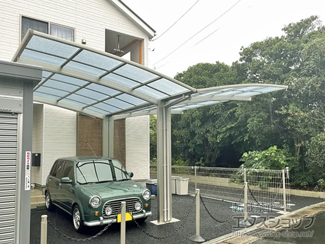 埼玉県名古屋市ののカーポート、バルコニー・ベランダ屋根、テラス屋根 アリュース 600タイプ Y合掌セット（2台用）積雪～20cm対応 施工例